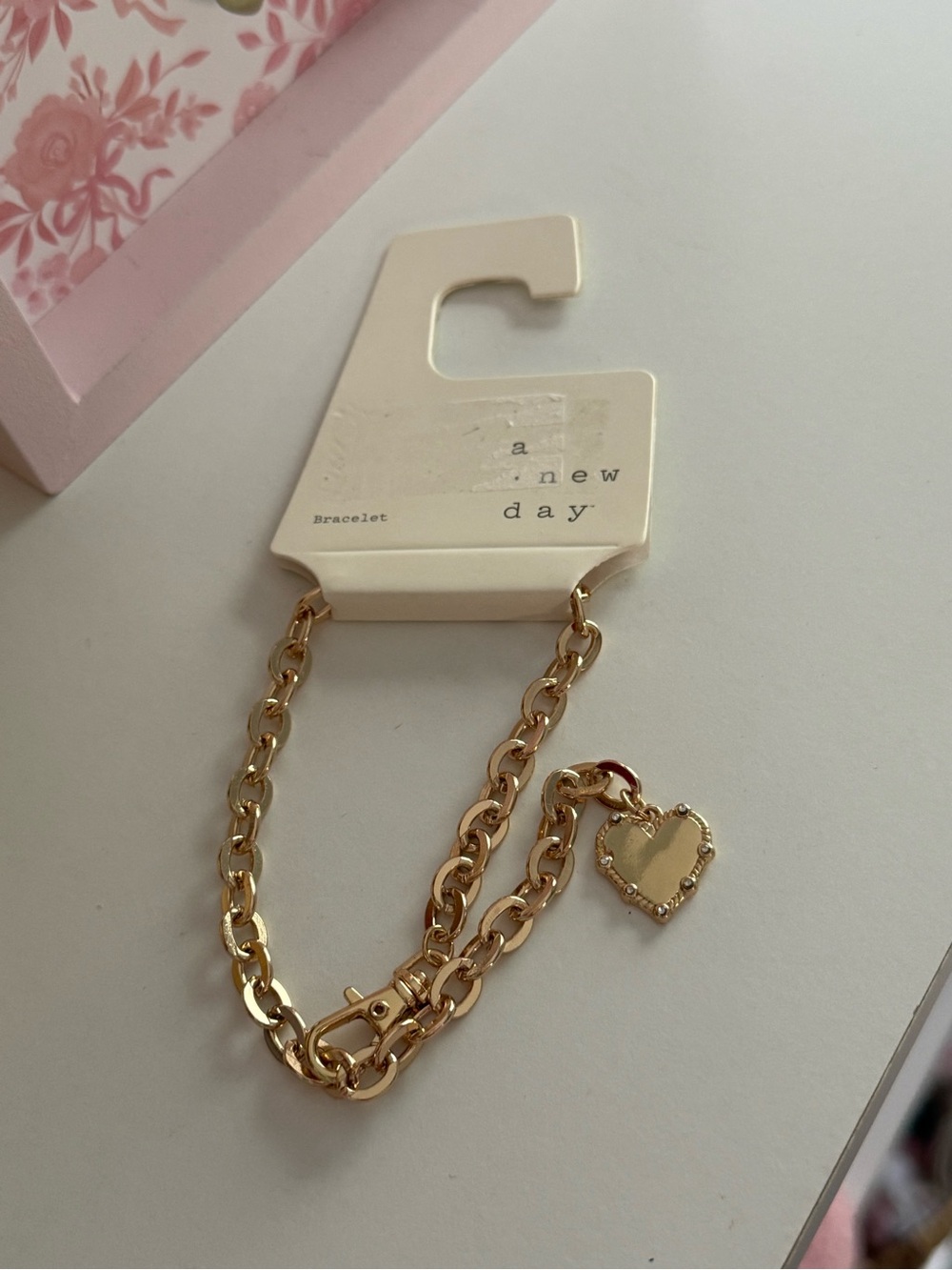 Target Gold Heart Charm Chain Bracelet - Picture 2 of 3